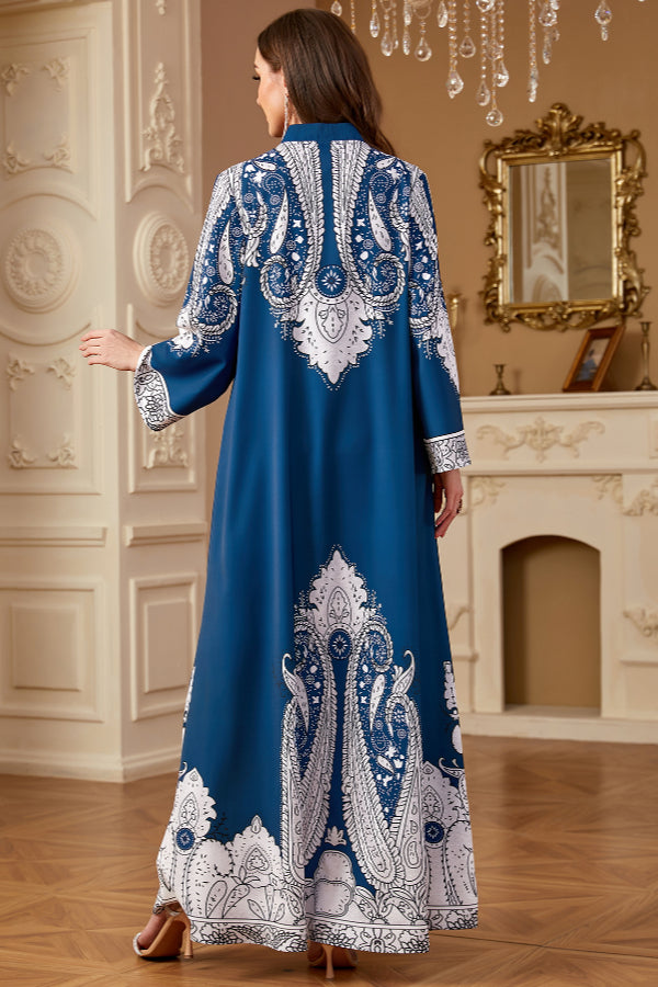 Beaded Printed Abaya Dress