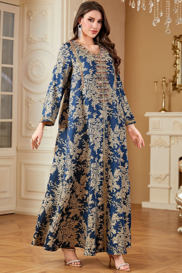 Beaded Jacquard Abaya Dress