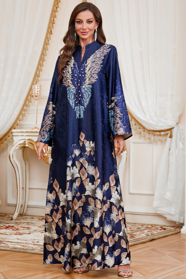 Printed Maxi Abaya Dress