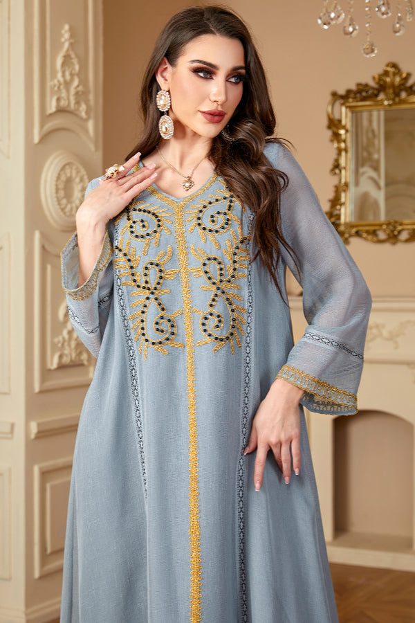 Embroidered Beaded Maxi Abaya