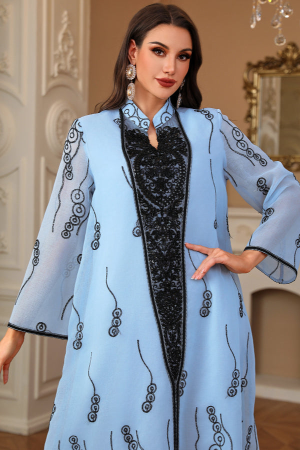 Applique Sequin Abaya Dress