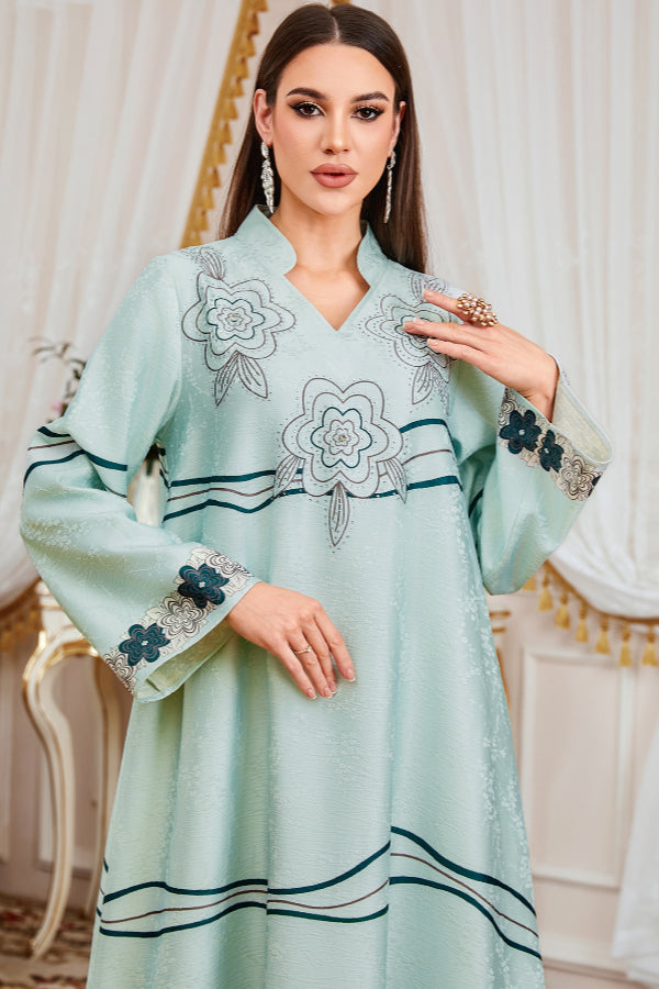 Rhinestone Print Abaya Dress
