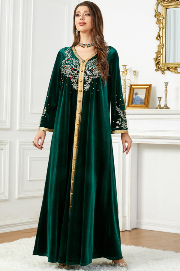 Velvet Beaded Embroidered Gown