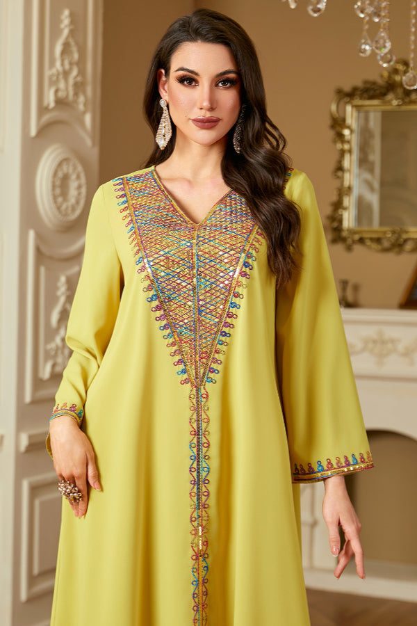 Sequin Embroidered Abaya Dress