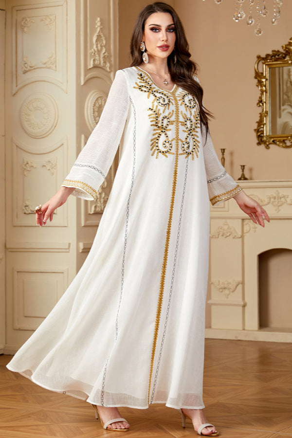Embroidered Beaded Maxi Abaya