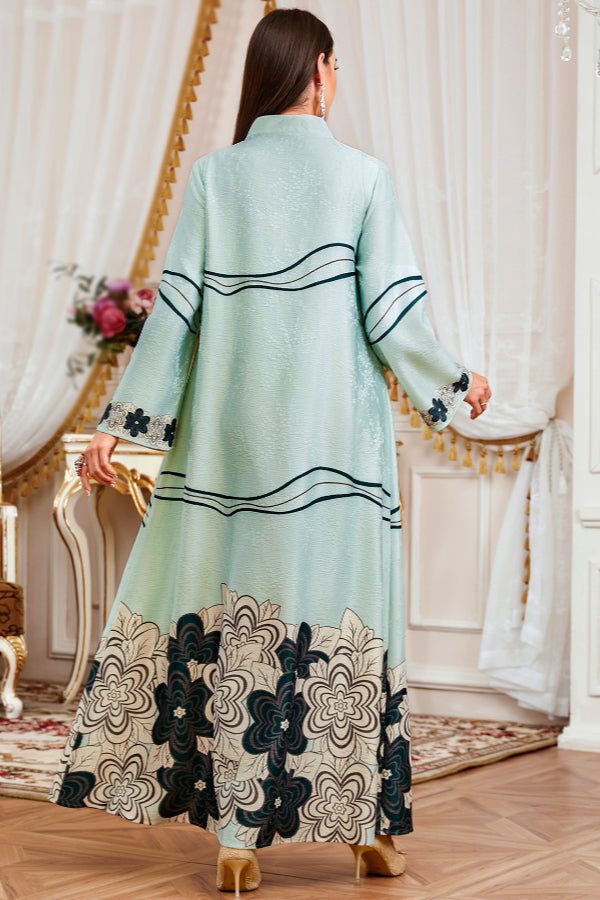 Rhinestone Print Abaya Dress