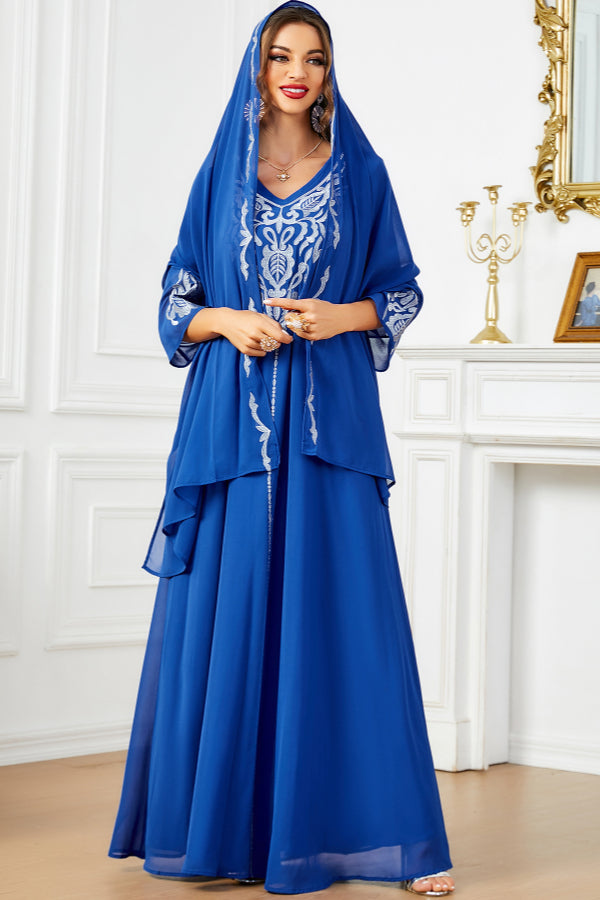 Embroidered Abaya With Hijab