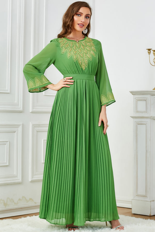 Pleated Beaded Embroidered Abaya