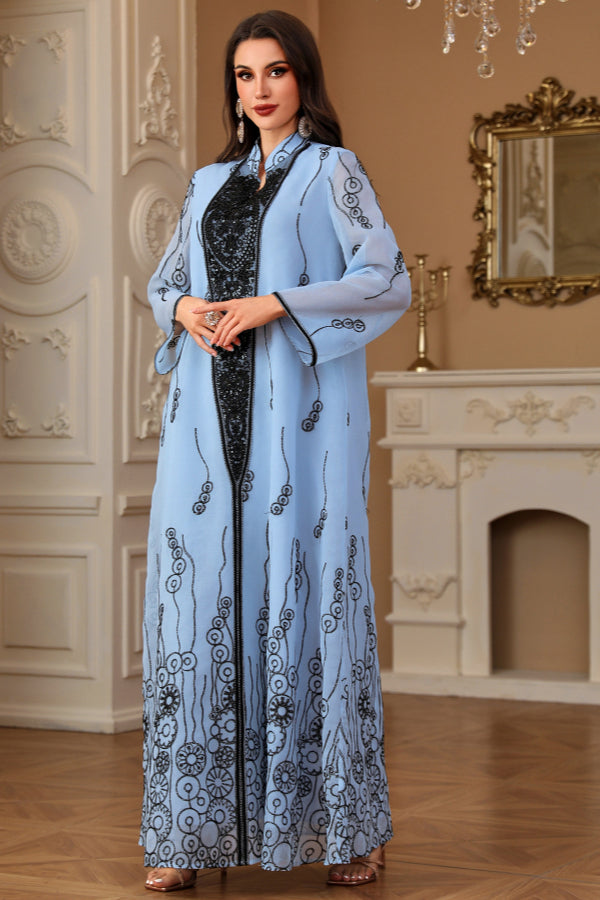 Applique Sequin Abaya Dress