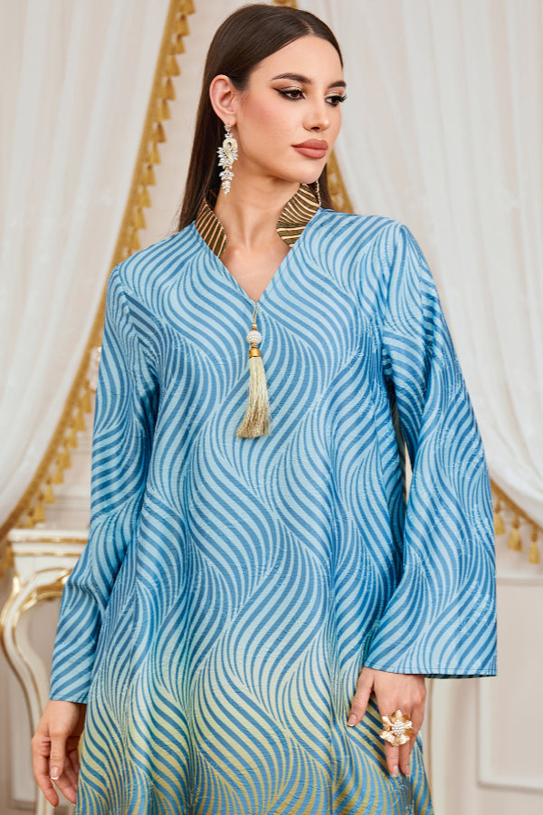 Elegant Printed Abaya Dress