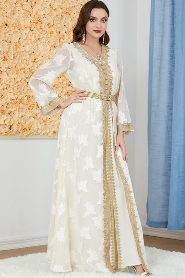 V-Neck Two-Piece Maxi Dress