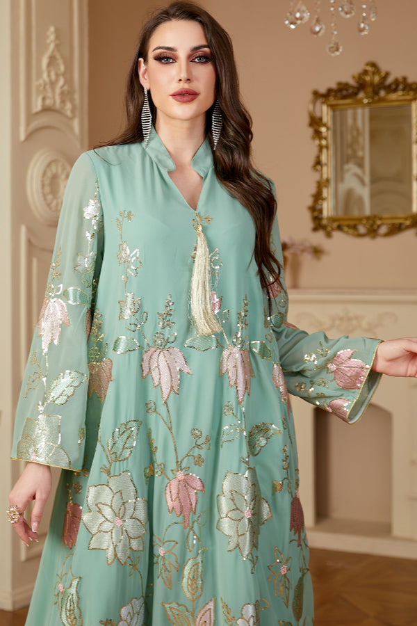 Sequin Tassel Abaya Dress