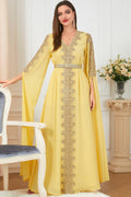 Patchwork Extra-Long Sleeve Gown