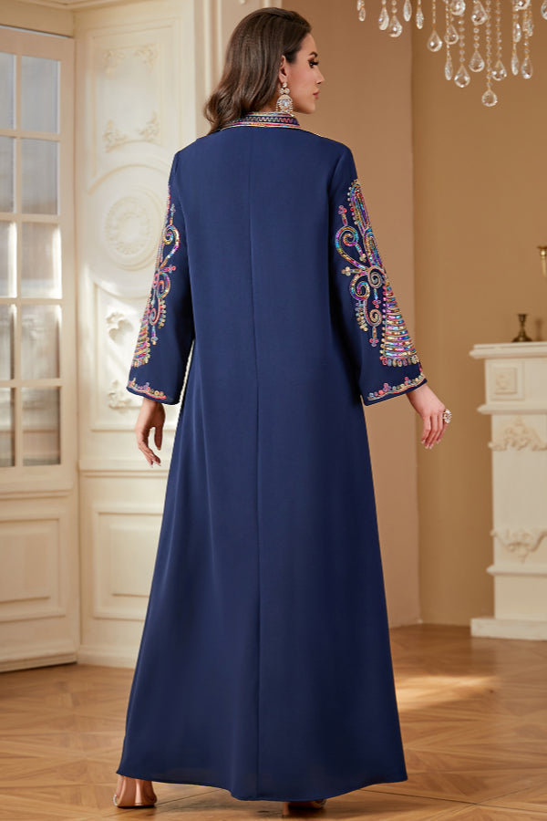 Cord Embroidered Abaya Dress