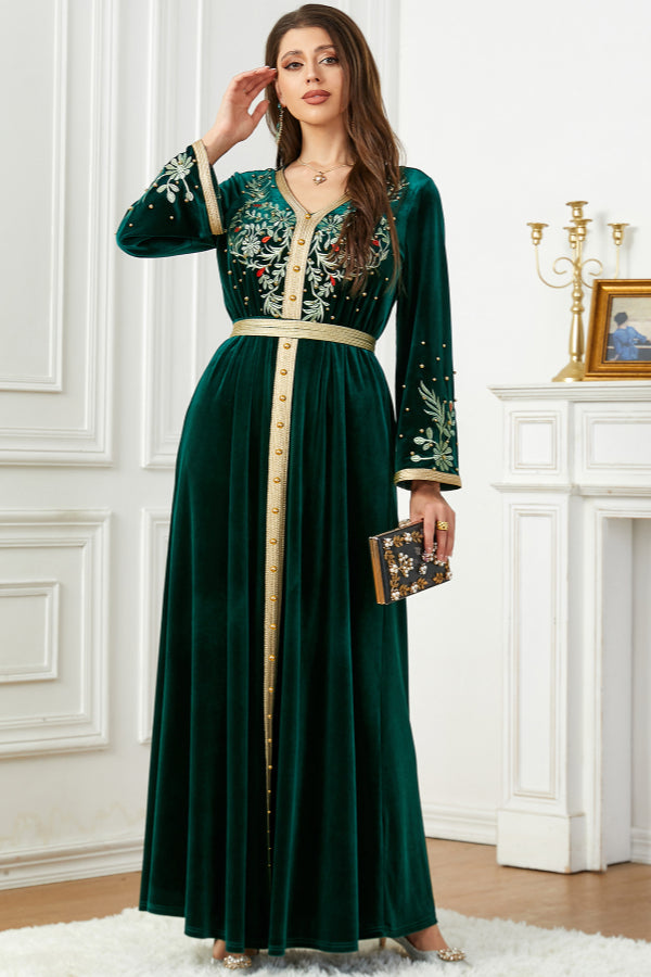 Velvet Beaded Embroidered Gown