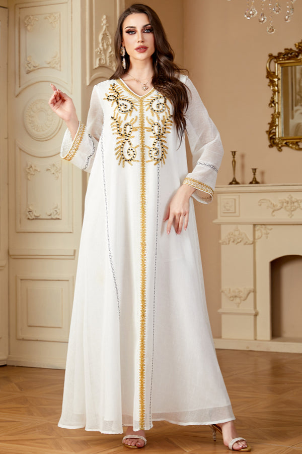 Embroidered Beaded Maxi Abaya