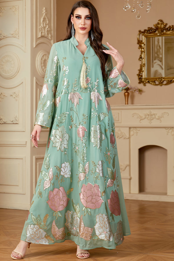 Sequin Tassel Abaya Dress