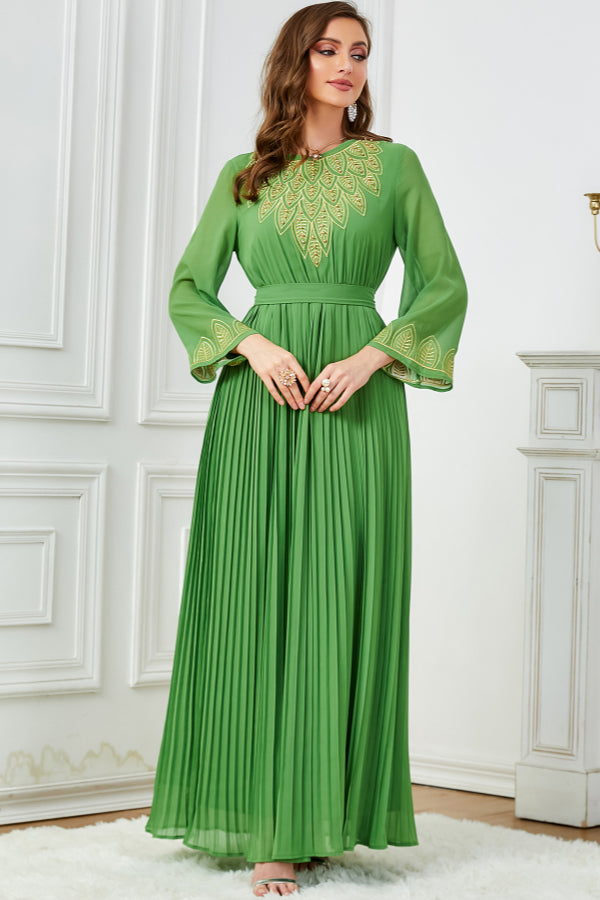 Pleated Beaded Embroidered Abaya