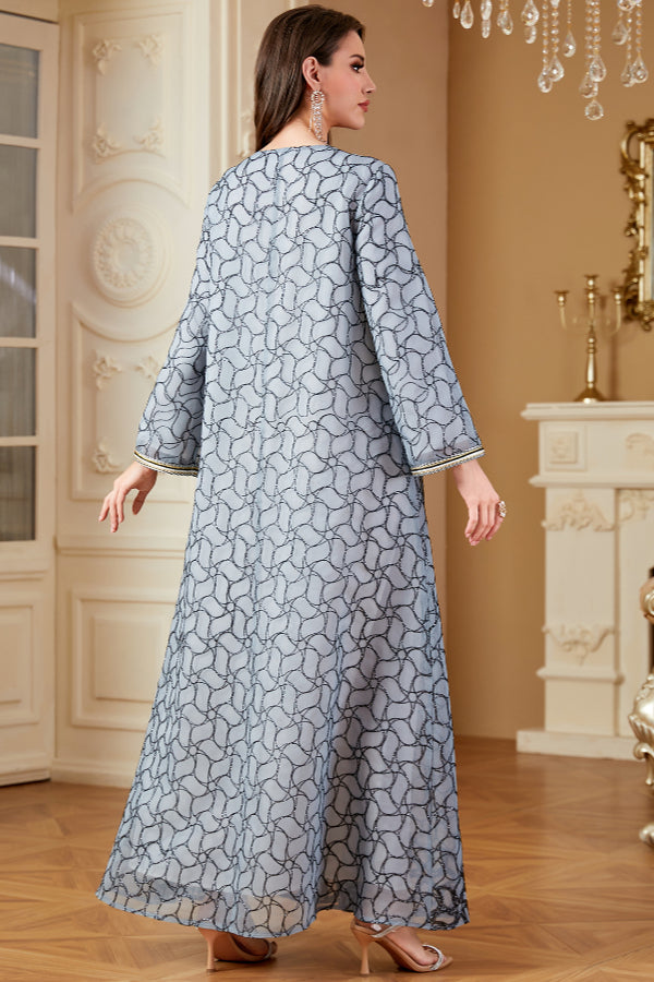 Lace Trim Abaya Dress