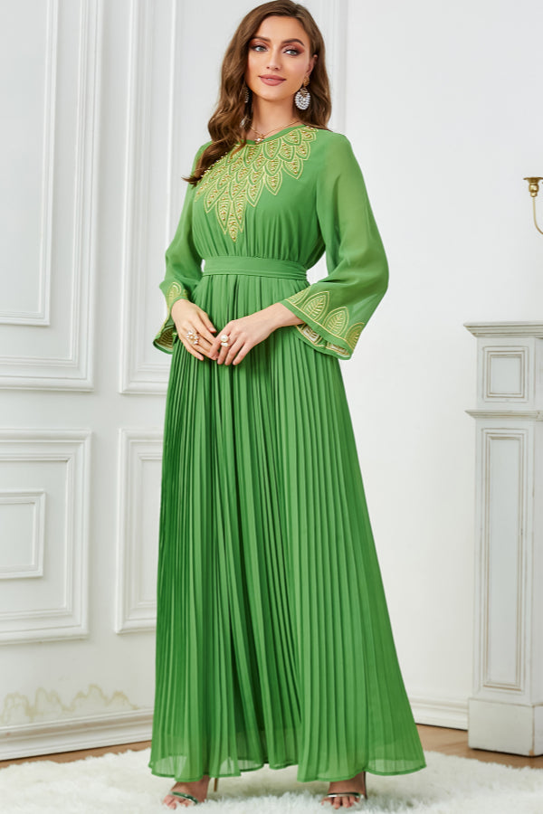 Pleated Beaded Embroidered Abaya