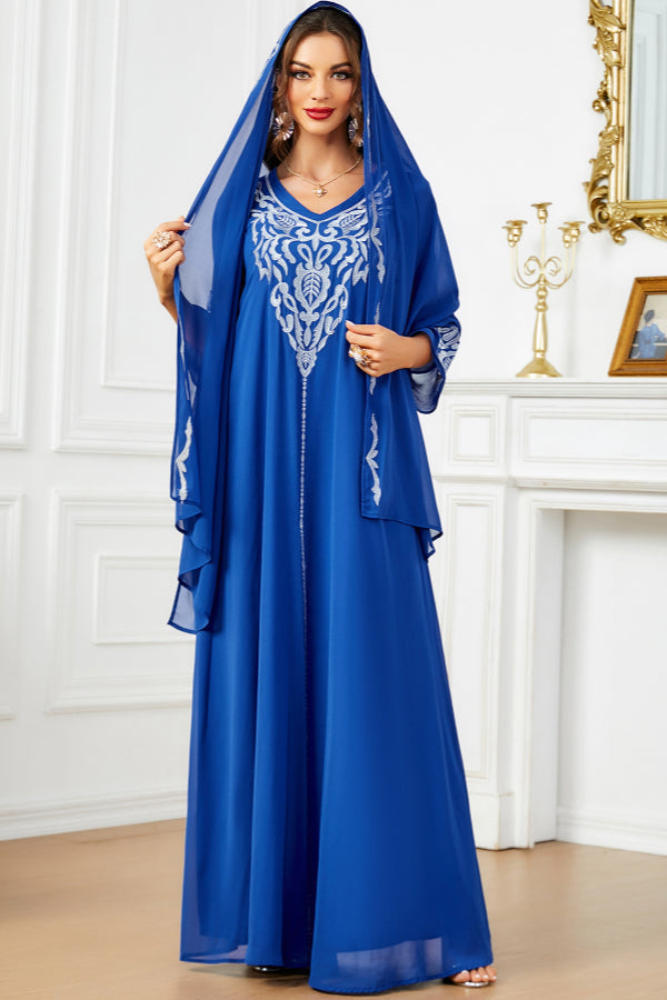 Embroidered Abaya With Hijab