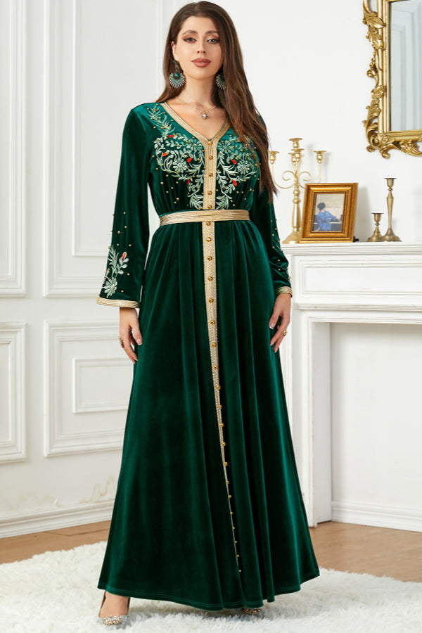 Velvet Beaded Embroidered Gown