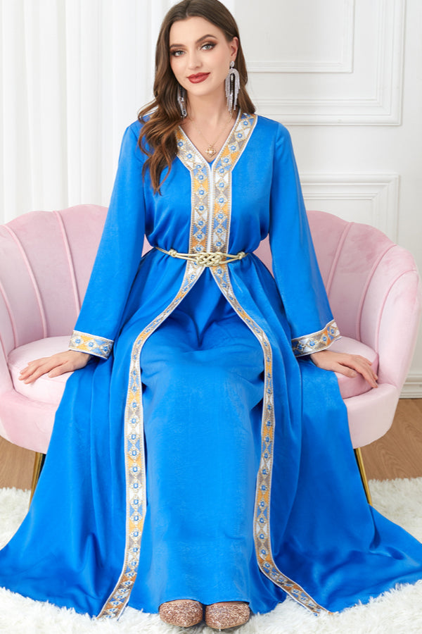 Slit V-Neck Two-Piece Dress