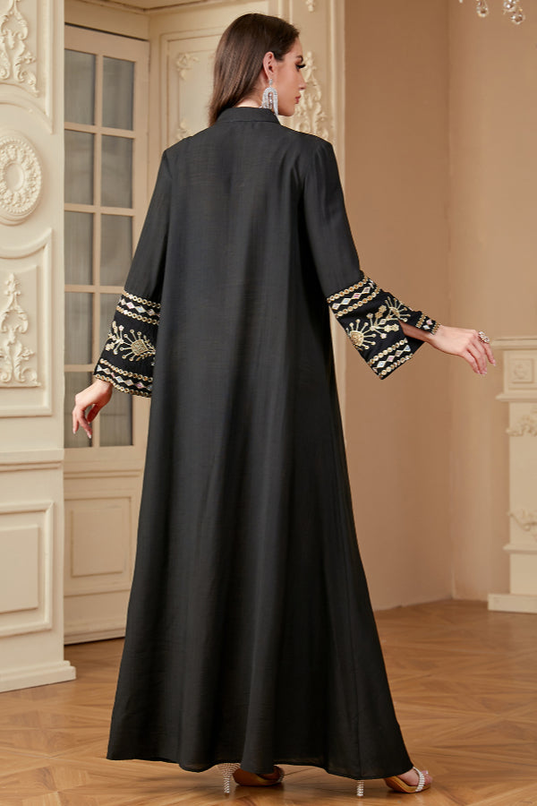 Embroidered Patchwork Abaya Dress