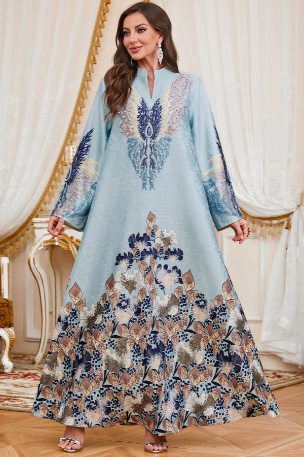 Printed Maxi Abaya Dress