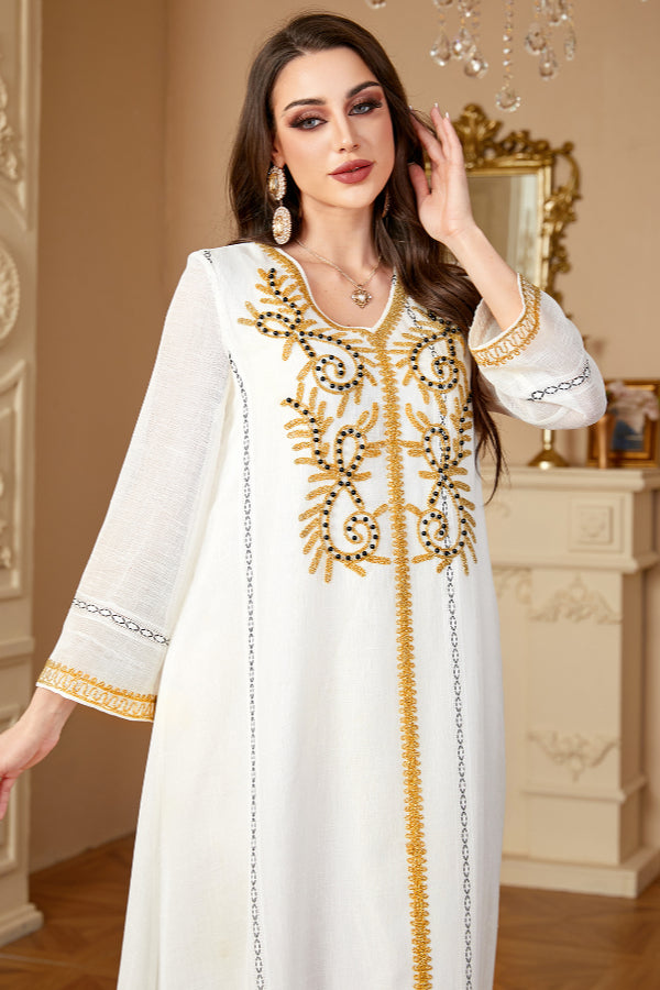 Embroidered Beaded Maxi Abaya