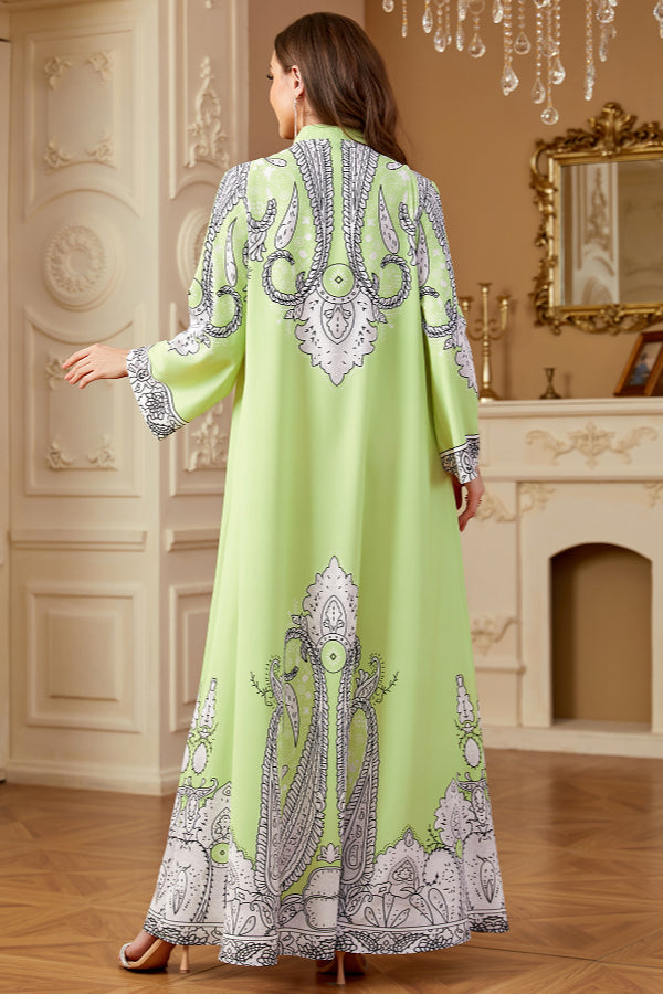 Beaded Printed Abaya Dress