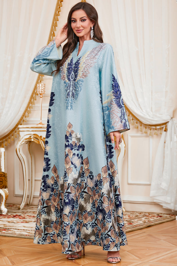 Printed Maxi Abaya Dress