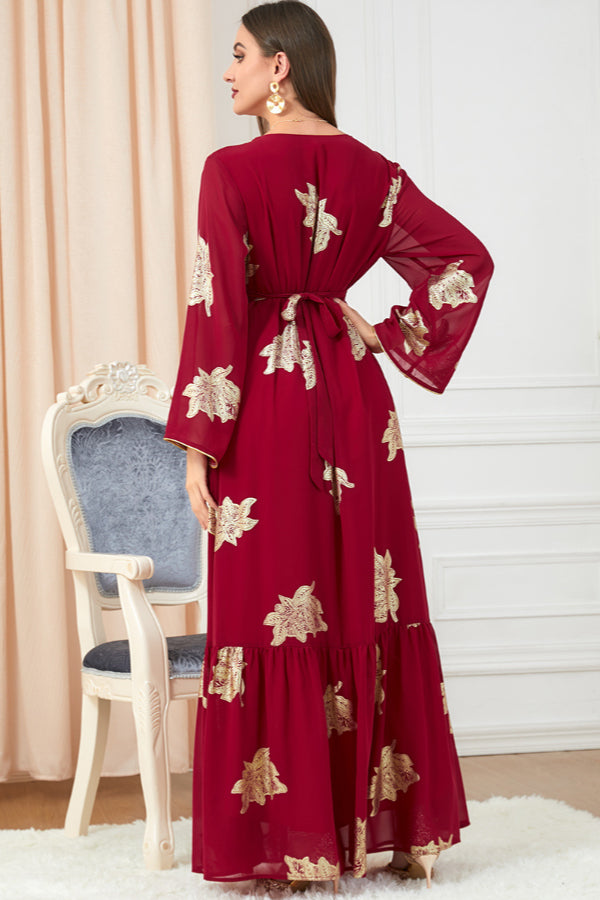 Foil Print Abaya Dress