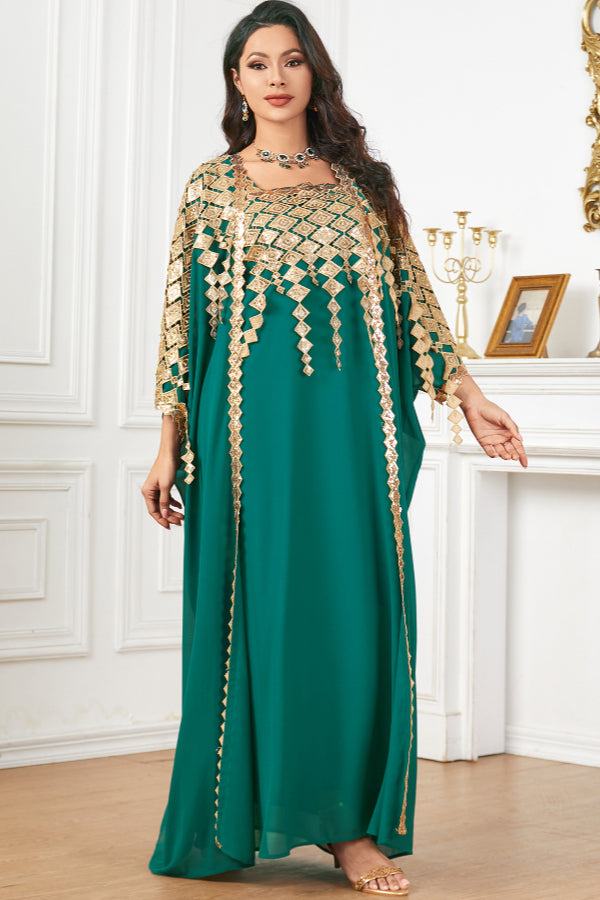 Metallic Two-Piece Maxi Dress