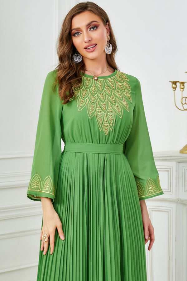 Pleated Beaded Embroidered Abaya