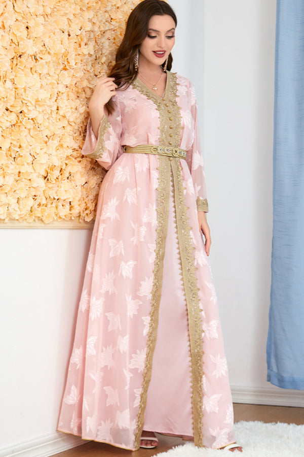 V-Neck Two-Piece Maxi Dress