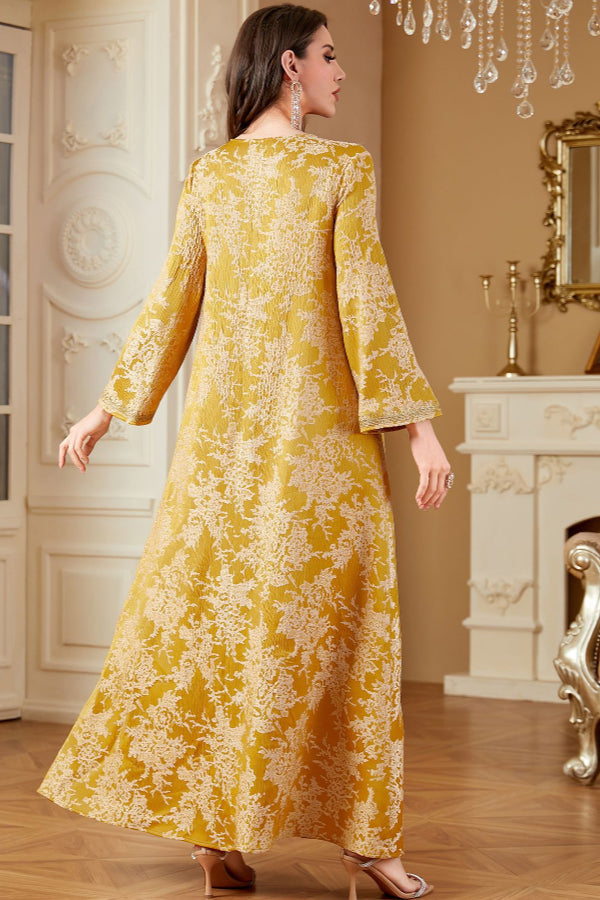 Beaded Jacquard Abaya Dress