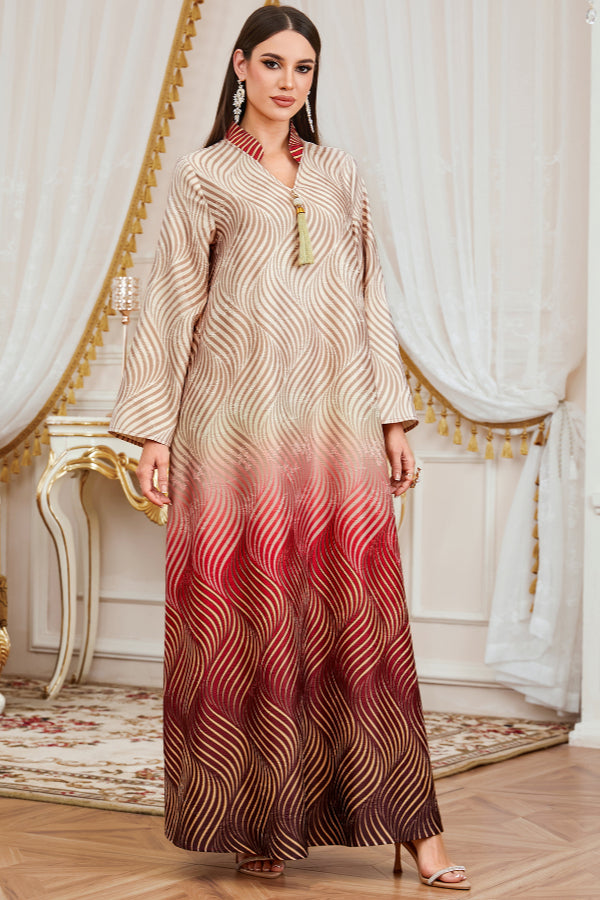 Elegant Printed Abaya Dress