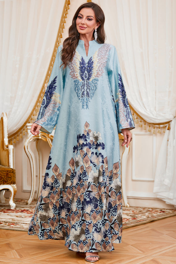 Printed Maxi Abaya Dress