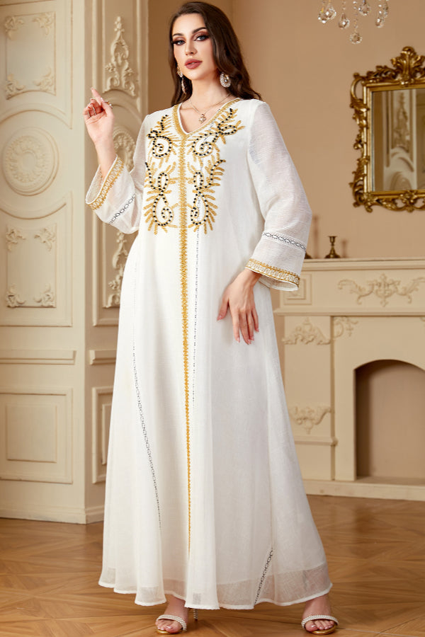 Embroidered Beaded Maxi Abaya