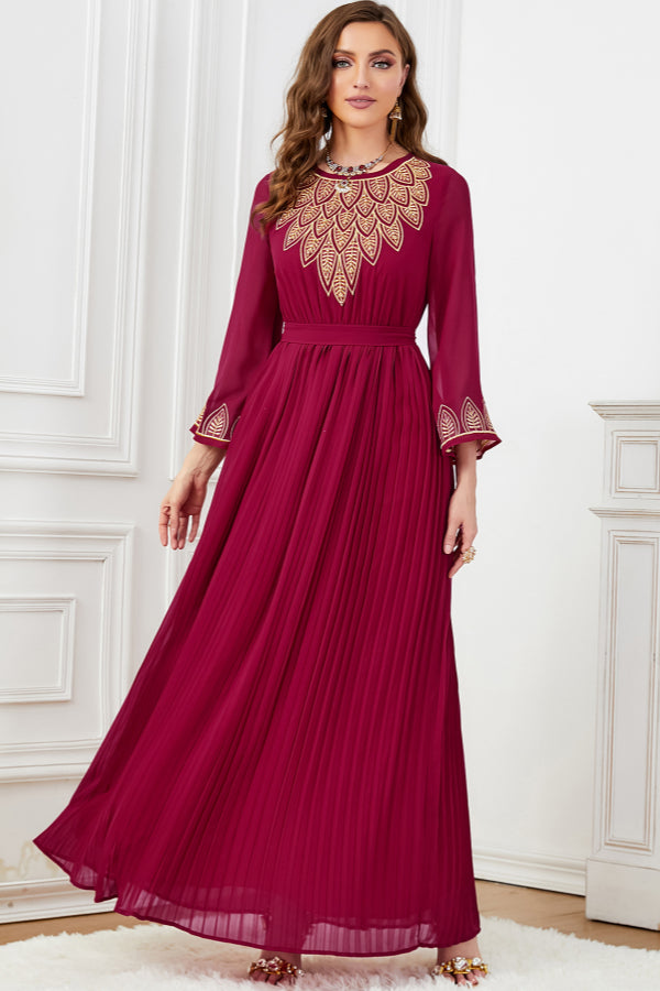 Pleated Beaded Embroidered Abaya