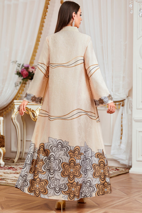 Rhinestone Print Abaya Dress