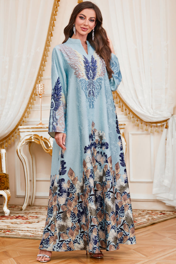 Printed Maxi Abaya Dress