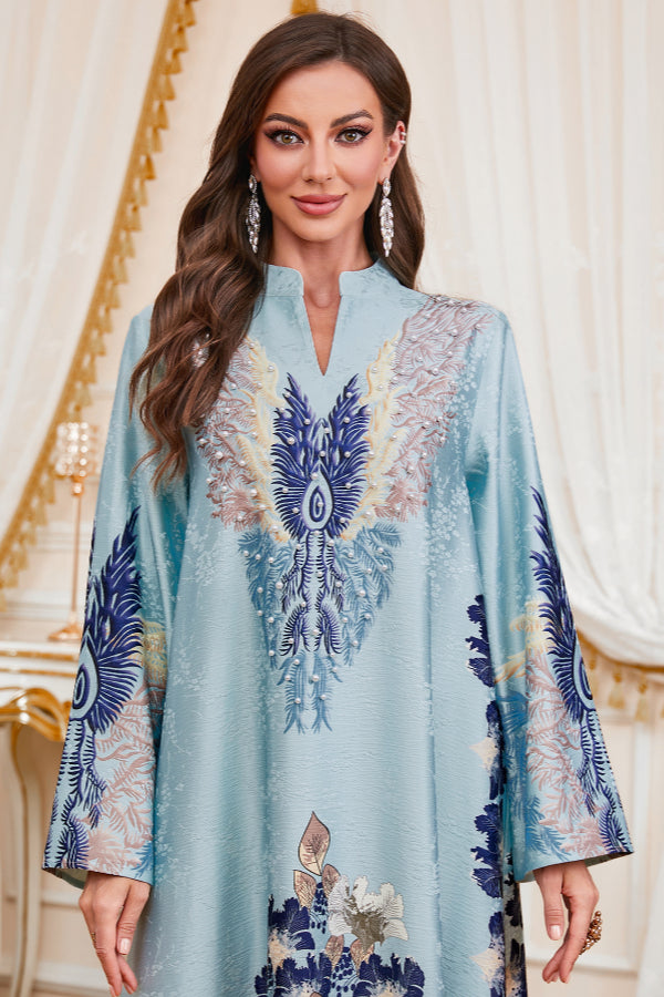 Printed Maxi Abaya Dress