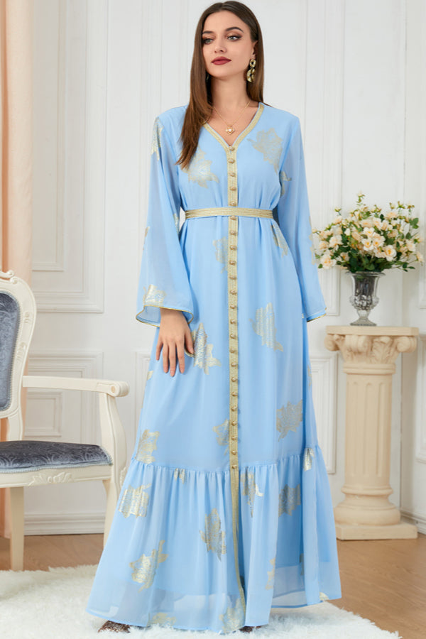 Foil Print Abaya Dress