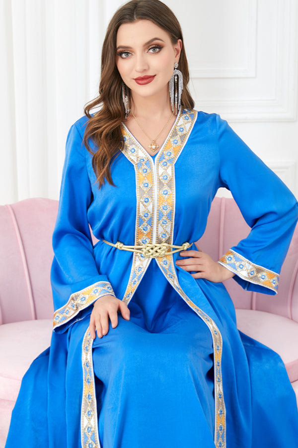 Slit V-Neck Two-Piece Dress