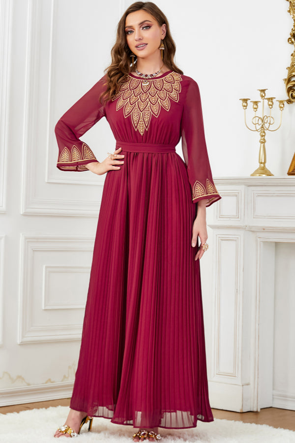 Pleated Beaded Embroidered Abaya
