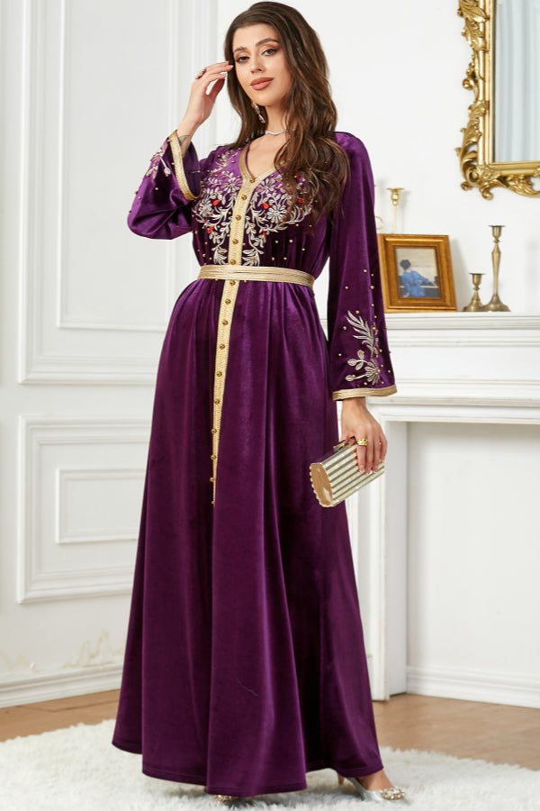 Velvet Beaded Embroidered Gown
