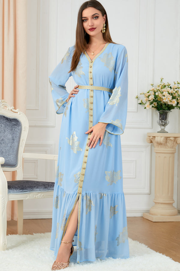 Foil Print Abaya Dress