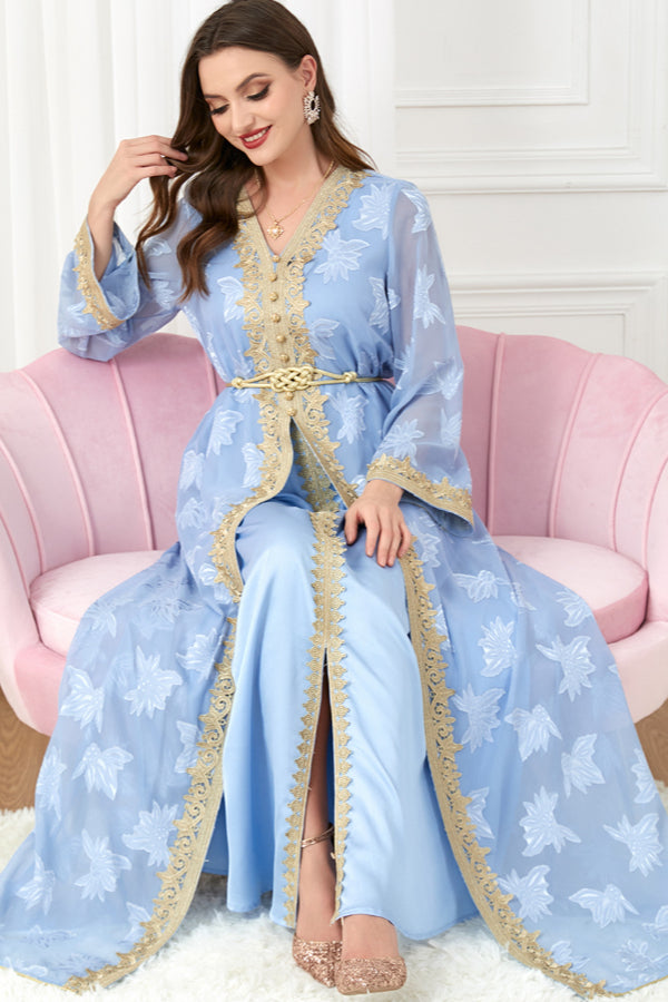 V-Neck Two-Piece Maxi Dress